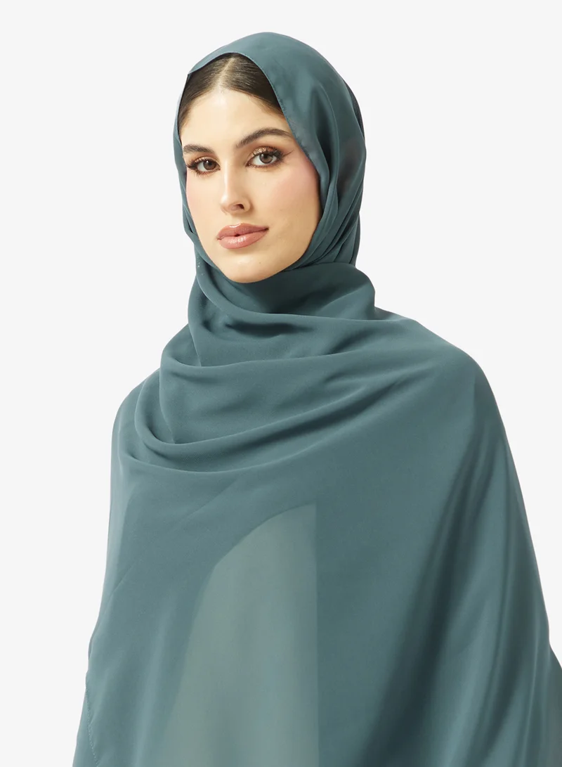 hayas closet  Floral Embroidered And Embellished Open Front V Neck Abaya for Women | Best Price UAE